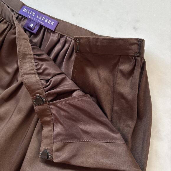 Ralph Lauren Purple Label Brown Silk Flared Mini Skirt Bubble Flare Runway 2007 - Picture 4 of 16